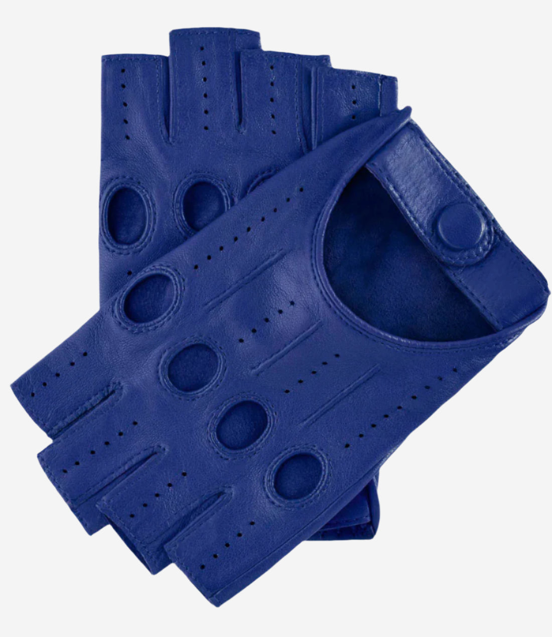 Rossana (hblue) - Italian fingerless lambskin leather driving gloves - Leather Gloves Online - Luxury Leather Gloves - 1