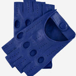 Rossana (hblue) - Italian fingerless lambskin leather driving gloves - Leather Gloves Online - Luxury Leather Gloves - 1