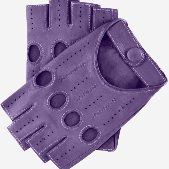 Rossana (lilac) - Italian fingerless lambskin leather driving gloves - Leather Gloves Online - Luxury Leather Gloves - 1