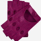 Rossana (magenta) - Italian fingerless lambskin leather driving gloves - Leather Gloves Online - Luxury Leather Gloves - 1