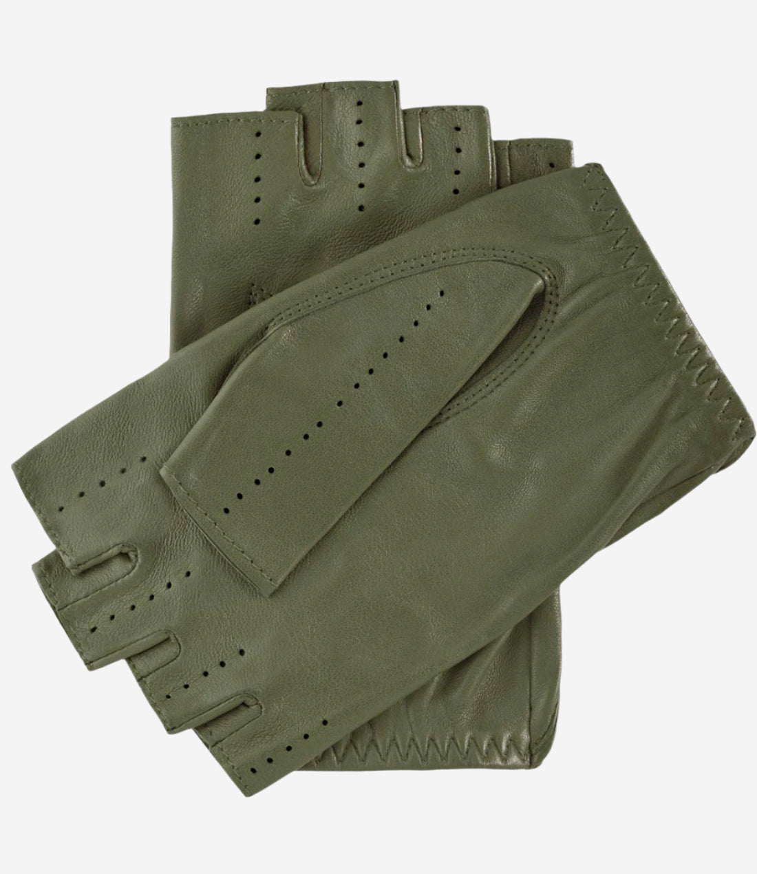 Rossana (olive) - Italian fingerless lambskin leather driving gloves - Leather Gloves Online - Luxury Leather Gloves - 2