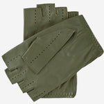Rossana (olive) - Italian fingerless lambskin leather driving gloves - Leather Gloves Online - Luxury Leather Gloves - 2