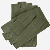 Rossana (olive) - Italian fingerless lambskin leather driving gloves - Leather Gloves Online - Luxury Leather Gloves - 2
