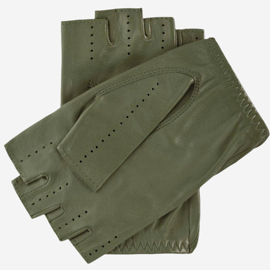 Rossana (olive) - Italian fingerless lambskin leather driving gloves - Leather Gloves Online - Luxury Leather Gloves - 2