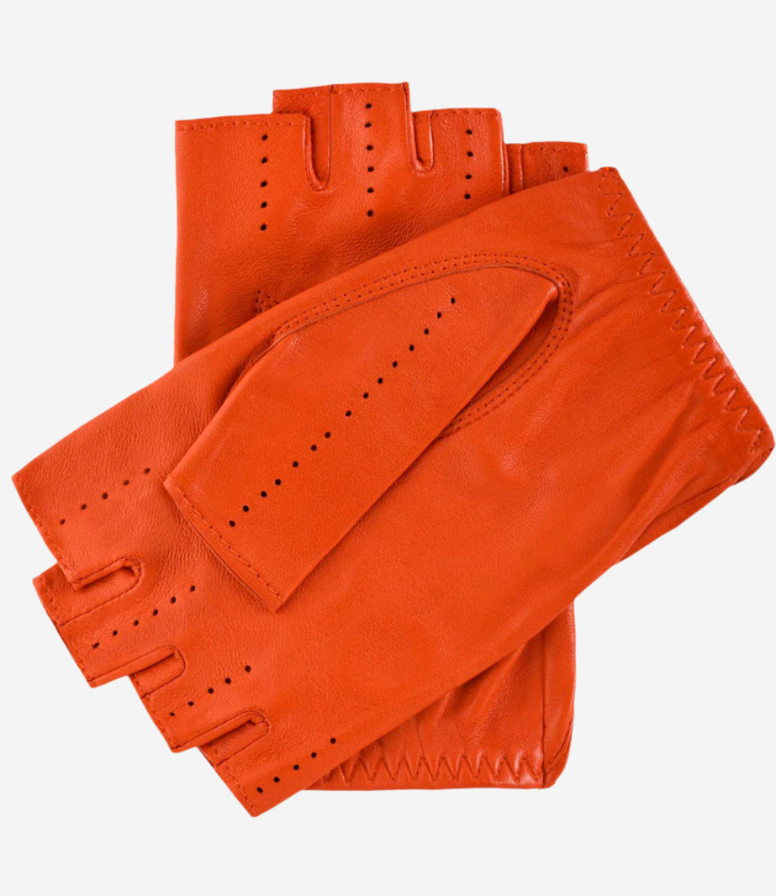 Rossana (orange) - Italian fingerless lambskin leather driving gloves - Leather Gloves Online - Luxury Leather Gloves - 2
