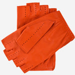 Rossana (orange) - Italian fingerless lambskin leather driving gloves - Leather Gloves Online - Luxury Leather Gloves - 2
