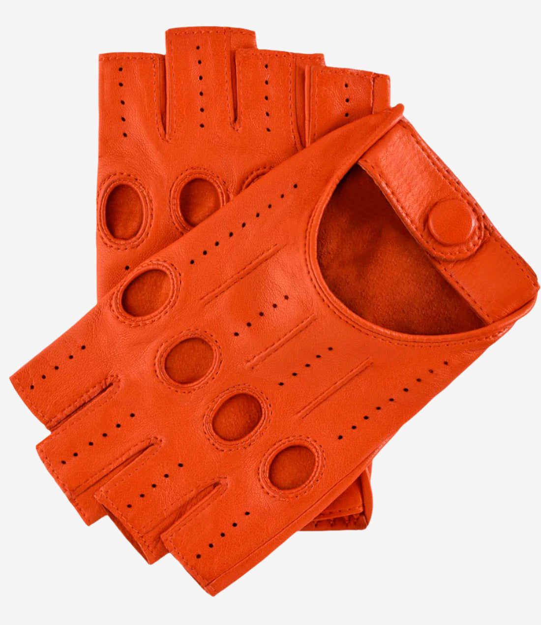 Rossana (orange) - Italian fingerless lambskin leather driving gloves - Leather Gloves Online - Luxury Leather Gloves - 1