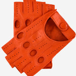 Rossana (orange) - Italian fingerless lambskin leather driving gloves - Leather Gloves Online - Luxury Leather Gloves - 1