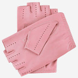 Rossana (pink) - Italian fingerless lambskin leather driving gloves - Leather Gloves Online - Luxury Leather Gloves - 2