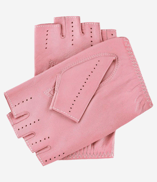 Rossana (pink) - Italian fingerless lambskin leather driving gloves - Leather Gloves Online - Luxury Leather Gloves - 2