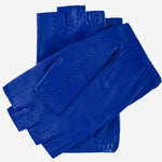 Rossana (rylblue) - Italian fingerless lambskin leather driving gloves - Leather Gloves Online - Luxury Leather Gloves - 2
