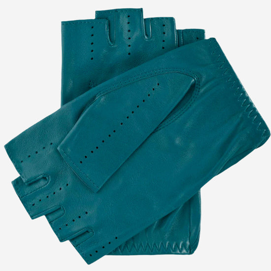 Rossana (sage) - Italian fingerless lambskin leather driving gloves - Leather Gloves Online - Luxury Leather Gloves - 2
