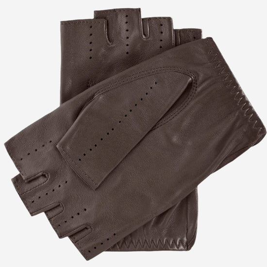 Rossana (taupe) - Italian fingerless lambskin leather driving gloves - Leather Gloves Online - Luxury Leather Gloves - 2
