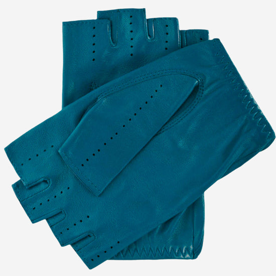 Rossana (turquoise) - Italian fingerless lambskin leather driving gloves - Leather Gloves Online - Luxury Leather Gloves - 2