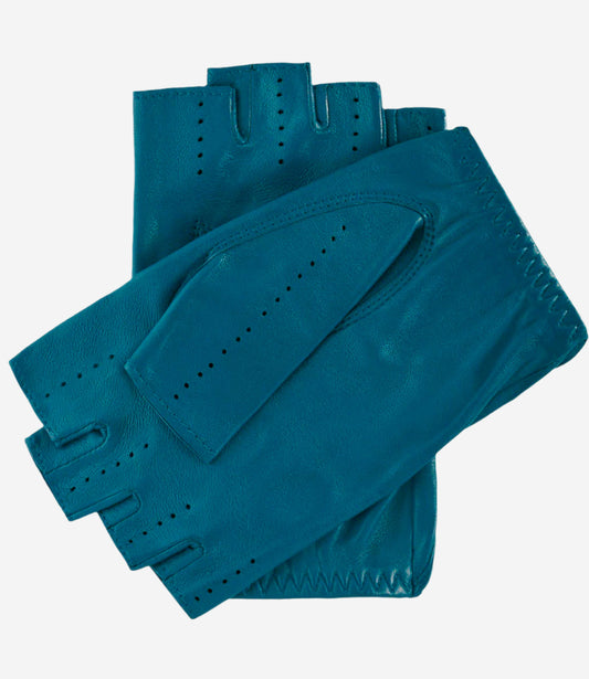 Rossana (turquoise) - Italian fingerless lambskin leather driving gloves - Leather Gloves Online - Luxury Leather Gloves - 2