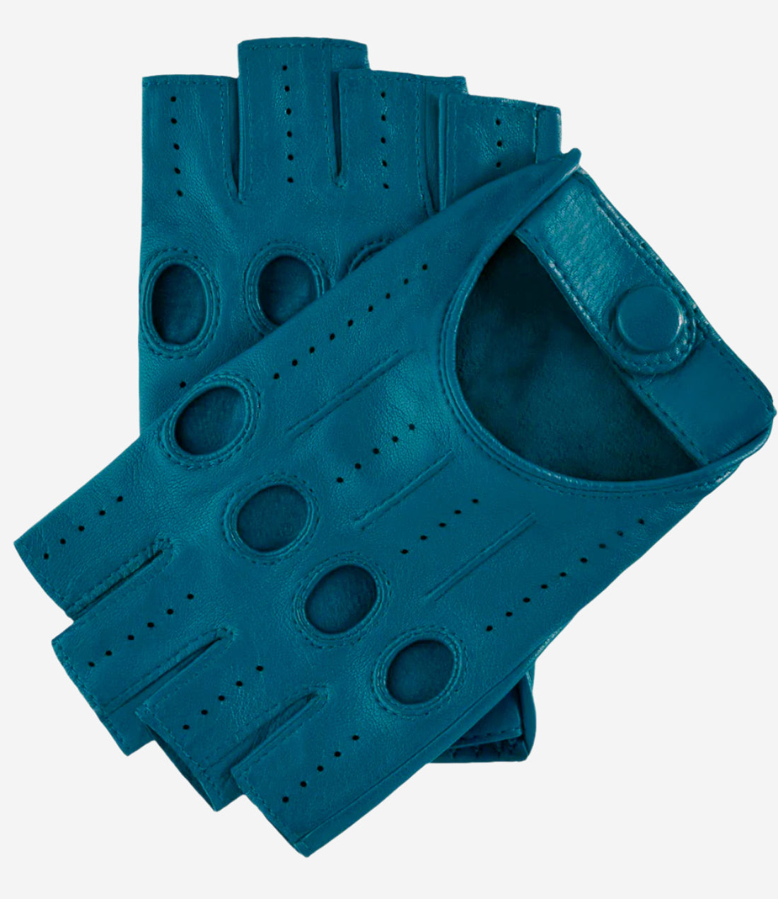 Rossana (turquoise) - Italian fingerless lambskin leather driving gloves - Leather Gloves Online - Luxury Leather Gloves - 1