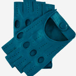 Rossana (turquoise) - Italian fingerless lambskin leather driving gloves - Leather Gloves Online - Luxury Leather Gloves - 1