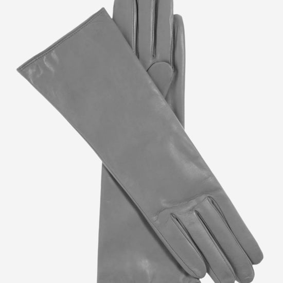 FC02W4 (grey) - Italian "4 Button Length" Cashmere Lined Leather Gloves  - Leather Gloves Online - Luxury Leather Gloves - 1