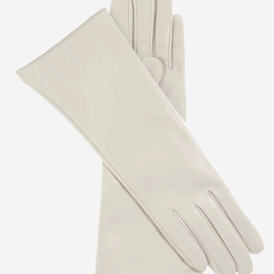 FC02W4 (ivory) - Italian "4 Button Length" Cashmere Lined Leather Gloves  - Leather Gloves Online - Luxury Leather Gloves - 1