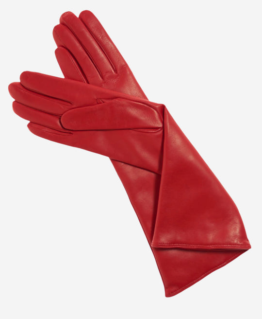 Leonora (red) - Italian cashmere lined 6-button length leather gloves