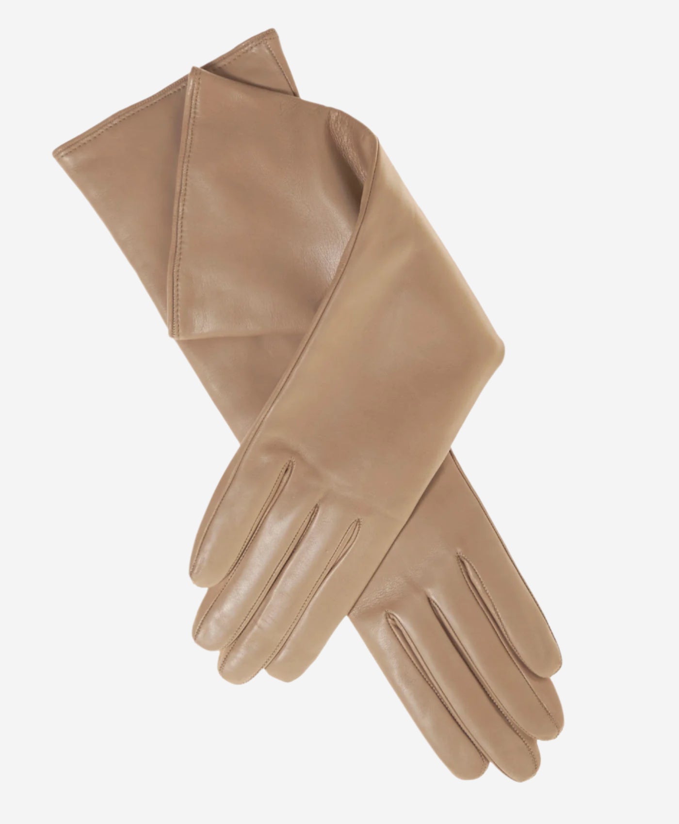 Leonora (beige) - Italian cashmere lined 6-button length leather gloves - Leather Gloves Online - Luxury Leather Gloves - 1