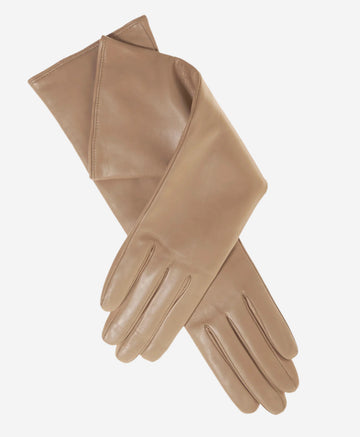 Leonora (beige) - Italian cashmere lined 6-button length leather gloves - Leather Gloves Online - Luxury Leather Gloves - 1
