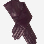 Leonora (black/grape) - Italian cashmere lined 6-button length leather gloves - Leather Gloves Online - Luxury Leather Gloves - 1