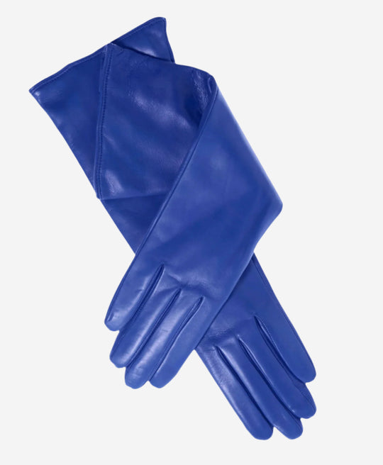 Leonora (blue) - Italian cashmere lined 6-button length leather gloves