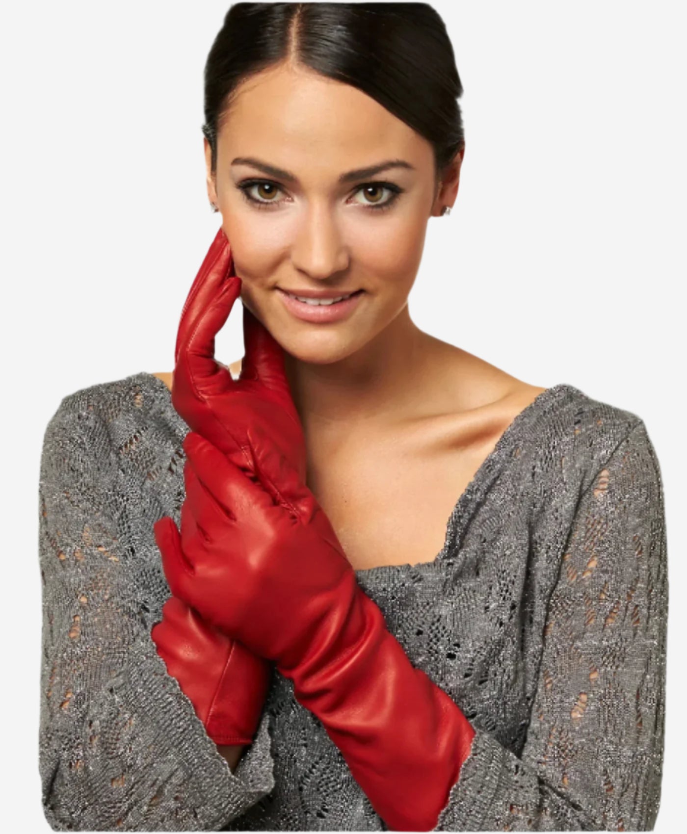 Leonora (red) - Italian cashmere lined 6-button length leather gloves - Leather Gloves Online - Luxury Leather Gloves - 3