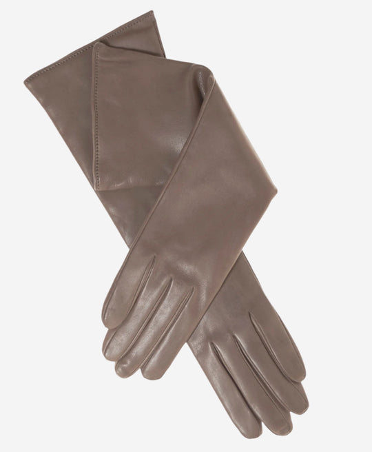 Leonora (taupe) - Italian cashmere lined 6-button length leather gloves
