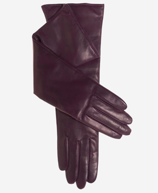 Leonora (black/grape) - Italian "8 Button Length" Cashmere Lined Leather Gloves