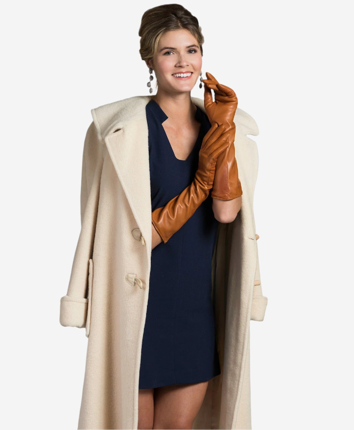 FC02W8 (cognac) - Italian "8 Button Length" Cashmere Lined Leather Gloves - Leather Gloves Online - Luxury Leather Gloves - 2