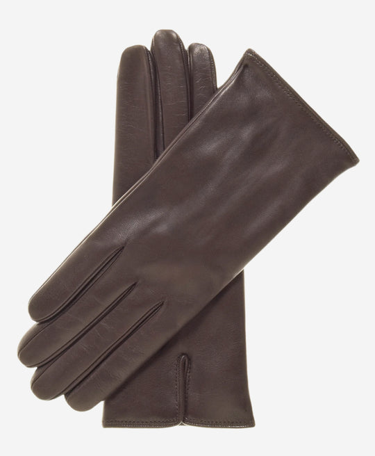 FC04 (dark brown) - Women's Italian Cashmere Lined Leather Gloves