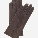 FC05 (brown) - Women's Short Fingered Cadet Italian Cashmere Lined Leather Gloves
