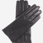 FC05 (black) - Women's Short Fingered Cadet Italian Cashmere Lined Leather Gloves - Leather Gloves Online - Luxury Leather Gloves - 1