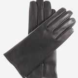 FC05 (black) - Women's Short Fingered Cadet Italian Cashmere Lined Leather Gloves - Leather Gloves Online - Luxury Leather Gloves - 1