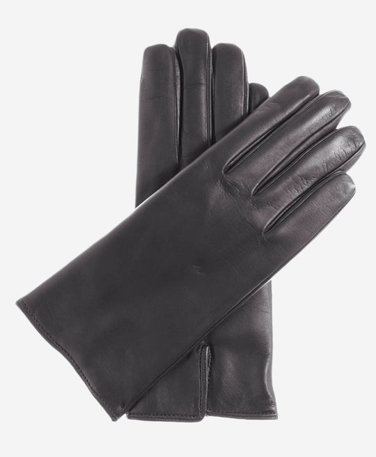 FC05 (black) - Women's Short Fingered Cadet Italian Cashmere Lined Leather Gloves