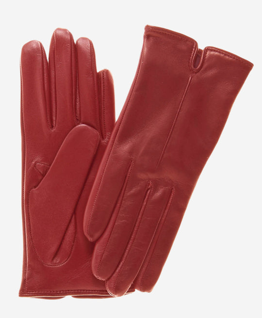 FC34 (cranberry) - Women's Touchscreen Italian Cashmere Lined Leather Gloves