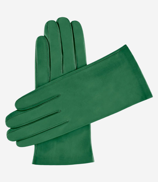Sofia (olive) -  Italian lambskin leather gloves with silk lining