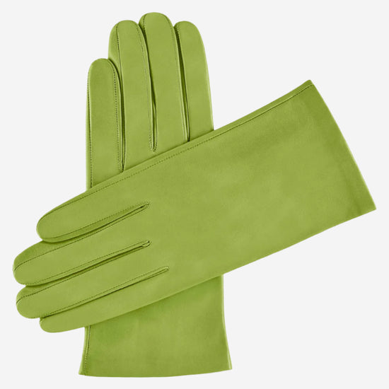 Sofia (lime) -  Italian lambskin leather gloves with silk lining - Leather Gloves Online - Luxury Leather Gloves - 1