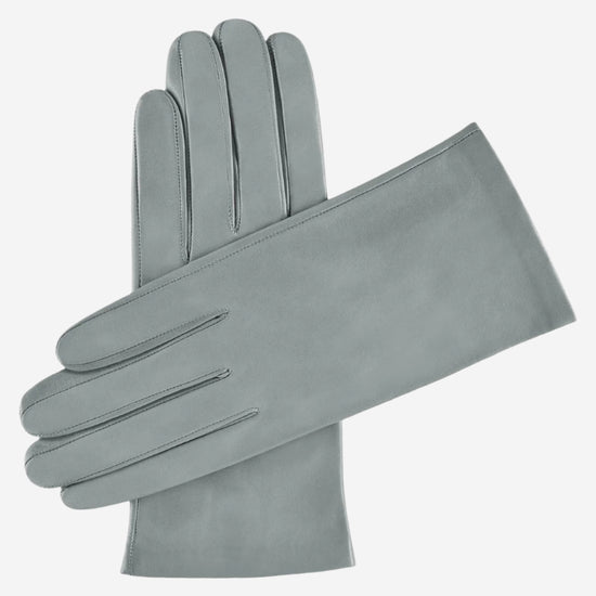 Sofia (light grey) -  Italian lambskin leather gloves with silk lining - Leather Gloves Online - Luxury Leather Gloves - 2