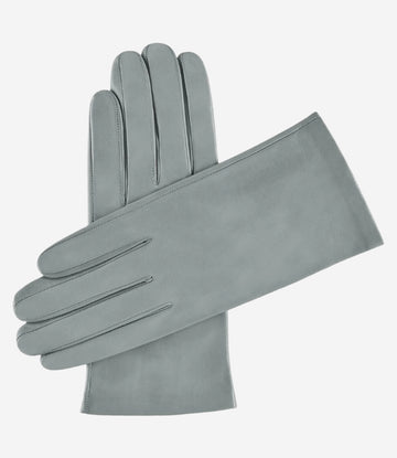 Sofia (light grey) -  Italian lambskin leather gloves with silk lining - Leather Gloves Online - Luxury Leather Gloves - 2