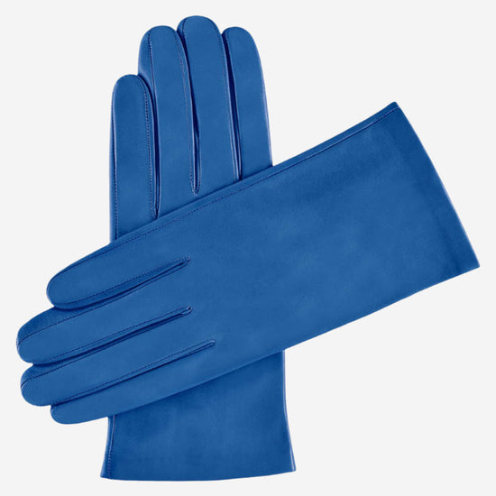 Sofia (blue) - Italian lambskin leather gloves with silk lining - Leather Gloves Online - Luxury Leather Gloves - 2