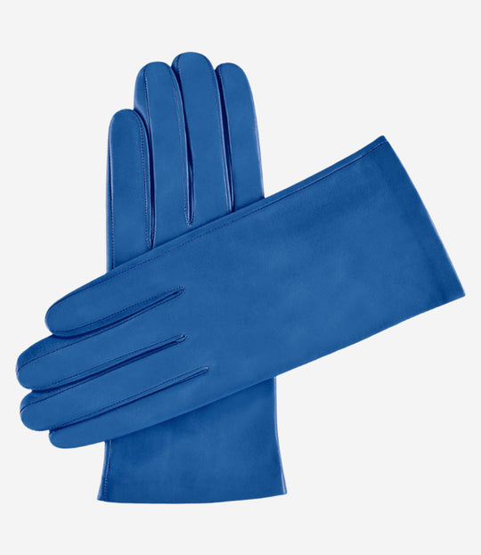 Sofia (blue) - Italian lambskin leather gloves with silk lining