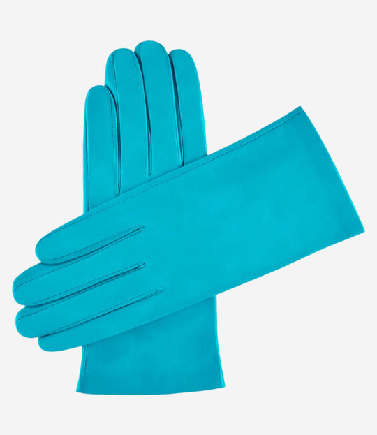 Sofia (aqua) - Italian lambskin leather gloves with silk lining
