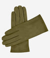 Sofia (moss green) - Italian lambskin leather gloves with silk lining - Leather Gloves Online - Luxury Leather Gloves - 1