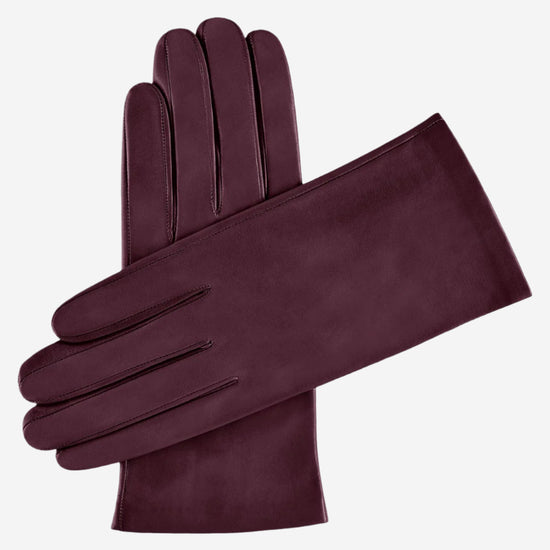 Sofia (eggplant) - Italian lambskin leather gloves with silk lining - Leather Gloves Online - Luxury Leather Gloves - 1