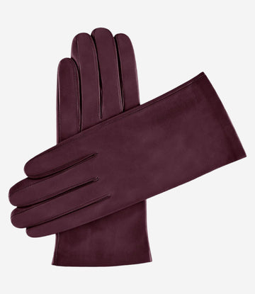 Sofia (eggplant) - Italian lambskin leather gloves with silk lining - Leather Gloves Online - Luxury Leather Gloves - 1