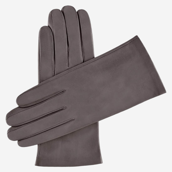 Sofia (taupe) - Italian lambskin leather gloves with silk lining - Leather Gloves Online - Luxury Leather Gloves - 1