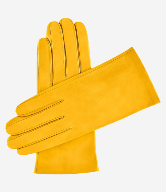 Sofia (golden rod) - Italian lambskin leather gloves with silk lining